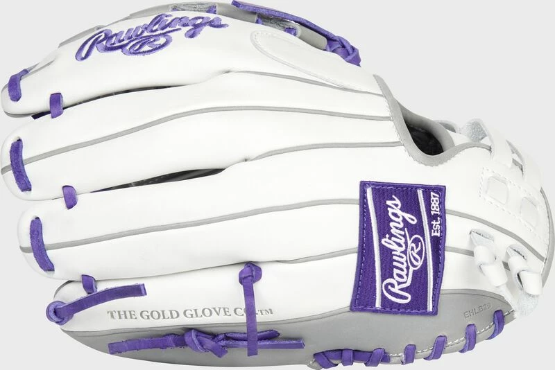 Discount π€© Hit After Hit Rawlings Liberty Advanced 12″ Fastpitch Glove – White/Grey/Purple π - Image 3
